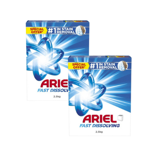 مسحوق غسيل أريال نص أوتوماتيكي سريع الذوبان - 2 عبوة × 2.5 كجم